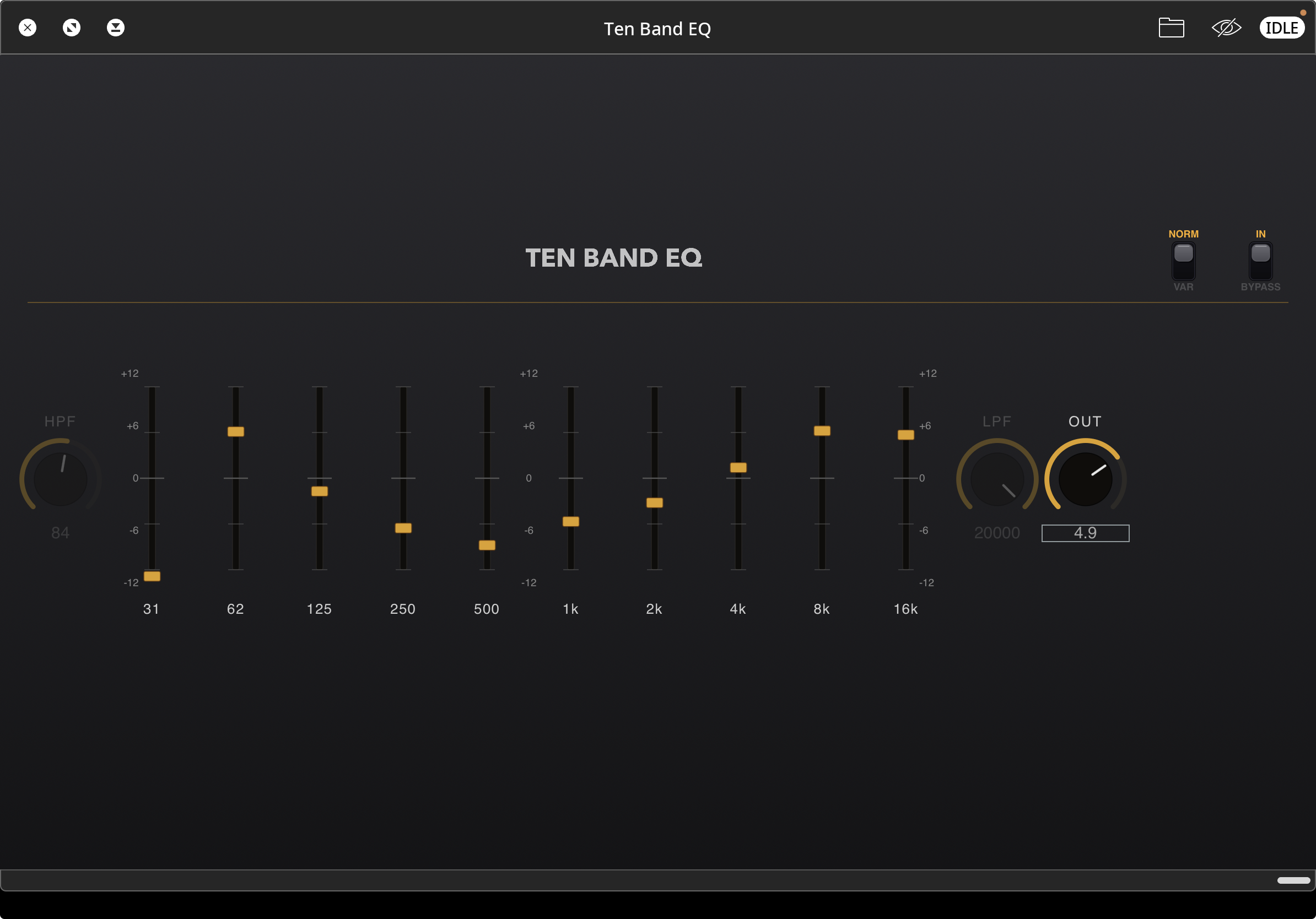 Ten Band EQ plugin UI