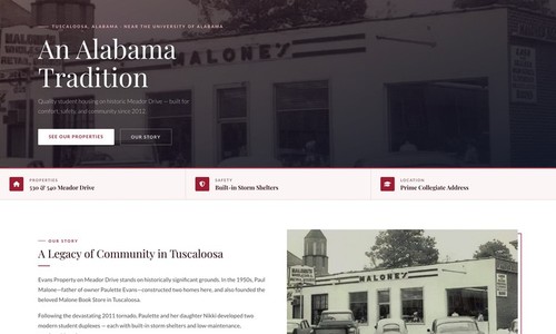 Evans Family Properties Website screenshot