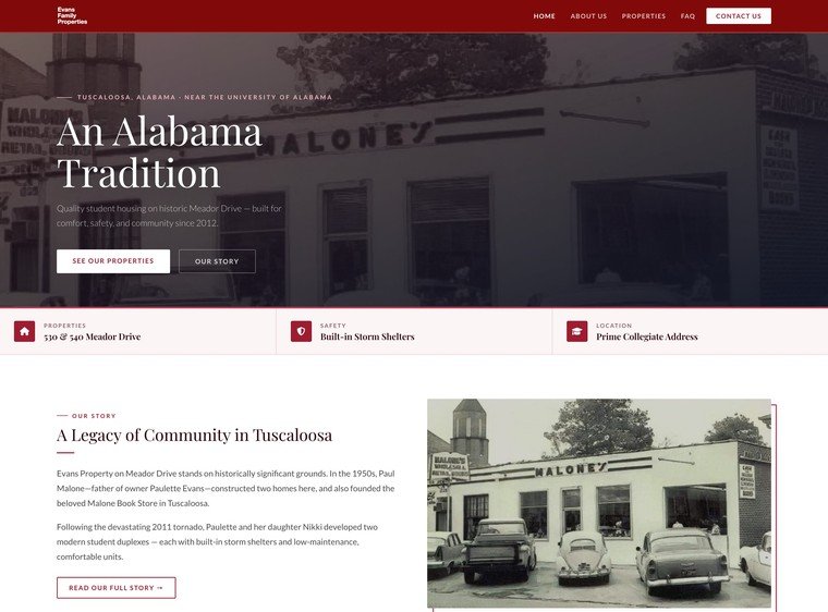 Evans Family Properties Website